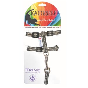 Trygg Kattesele med ledebånd Grå