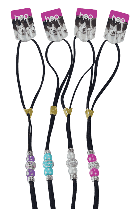 Utstillingskobbel i nylon med perler - 6mm/120cm